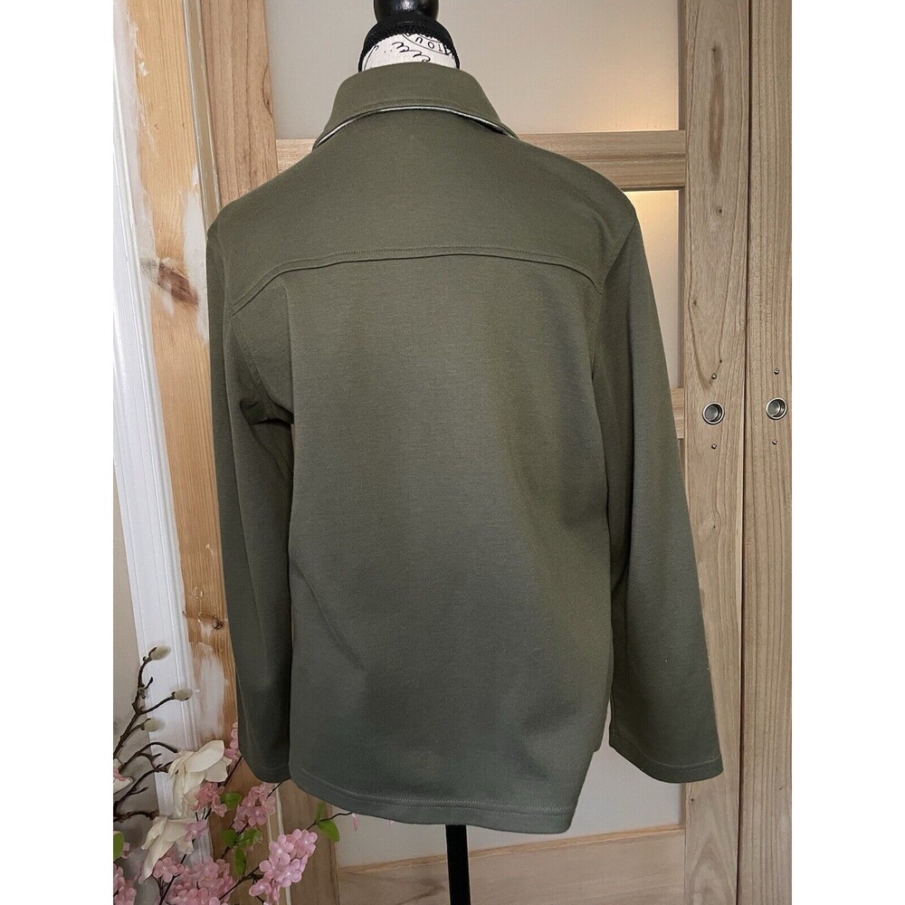 Architect Cardigan Sweater Womens Petites Medium Green Snap Button Pocket Collar - Picture 9 of 9
